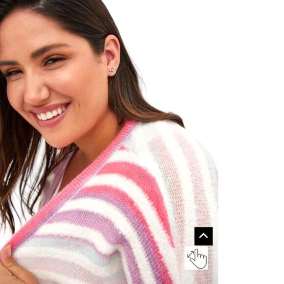 NWT TORRID Plus Size Multi-Color Pretty Stripe Button Front Cardigan. - Picture 6 of 16
